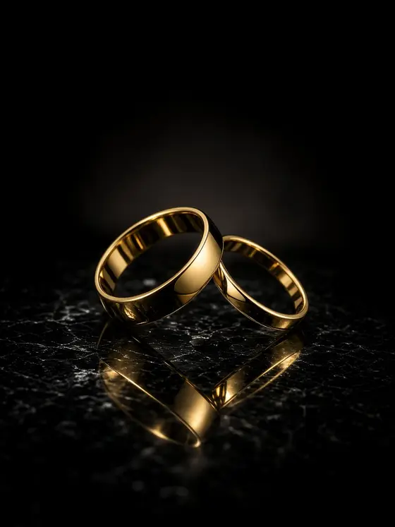 Argollas de matrimonio sobre piedra negra, imagen ilustrativa